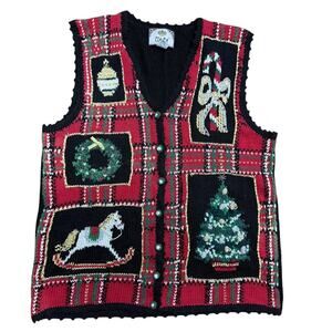 Red Festive Knit Sweater Vest